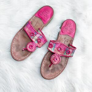 Jack Rogers Pink Madras Plaid Kyra Thong Sandal